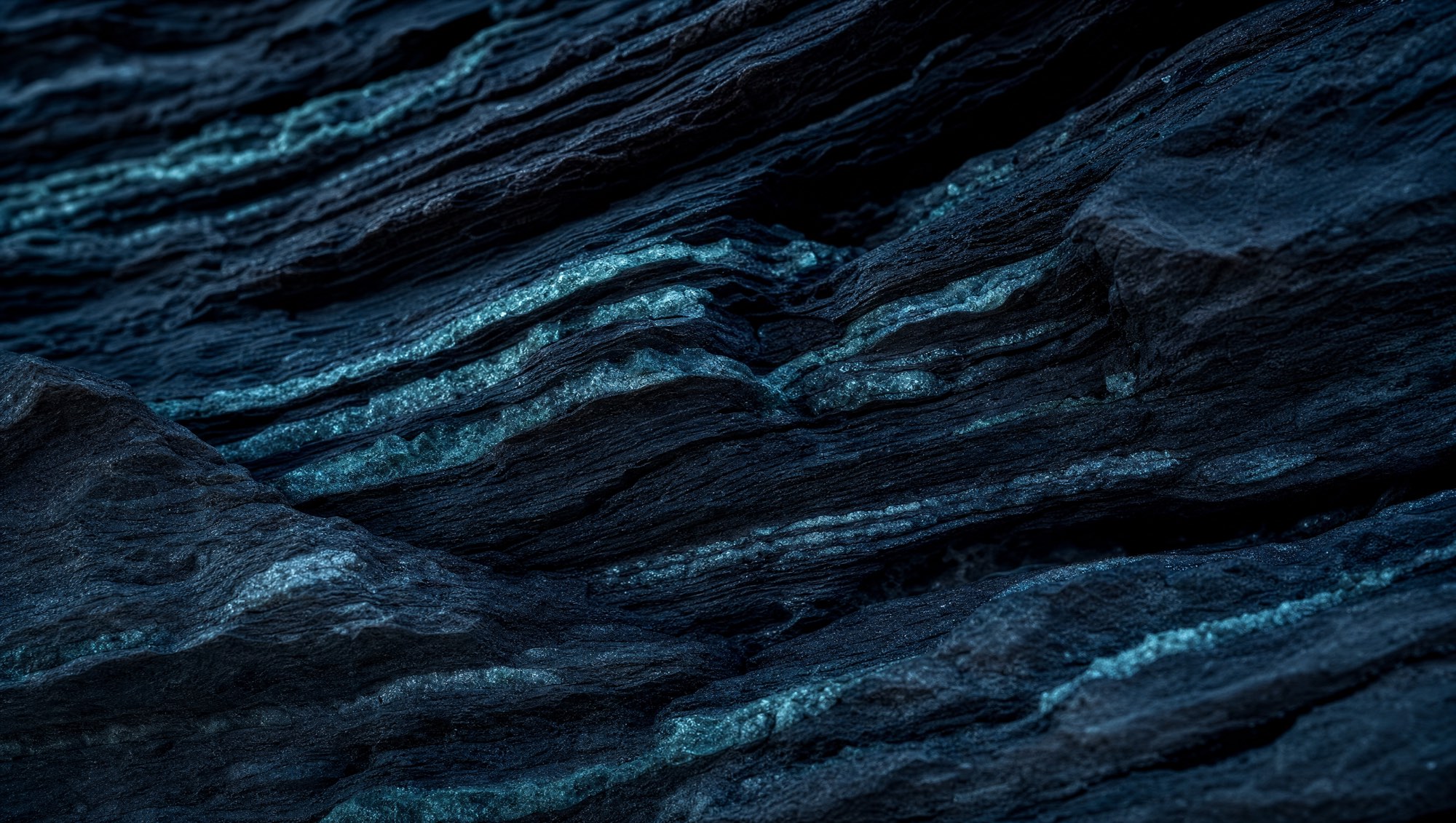 Layered slate rock strata